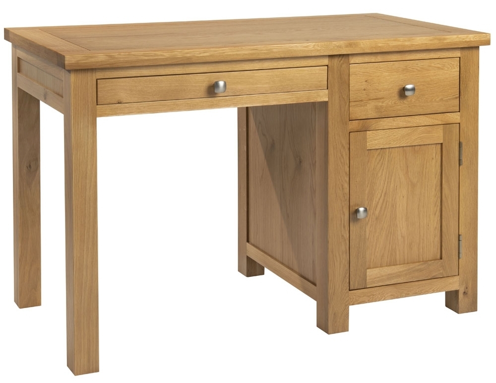 Devonshire Dorset Oak Single Pedestal Desk With 1 Door And 2 Drawers