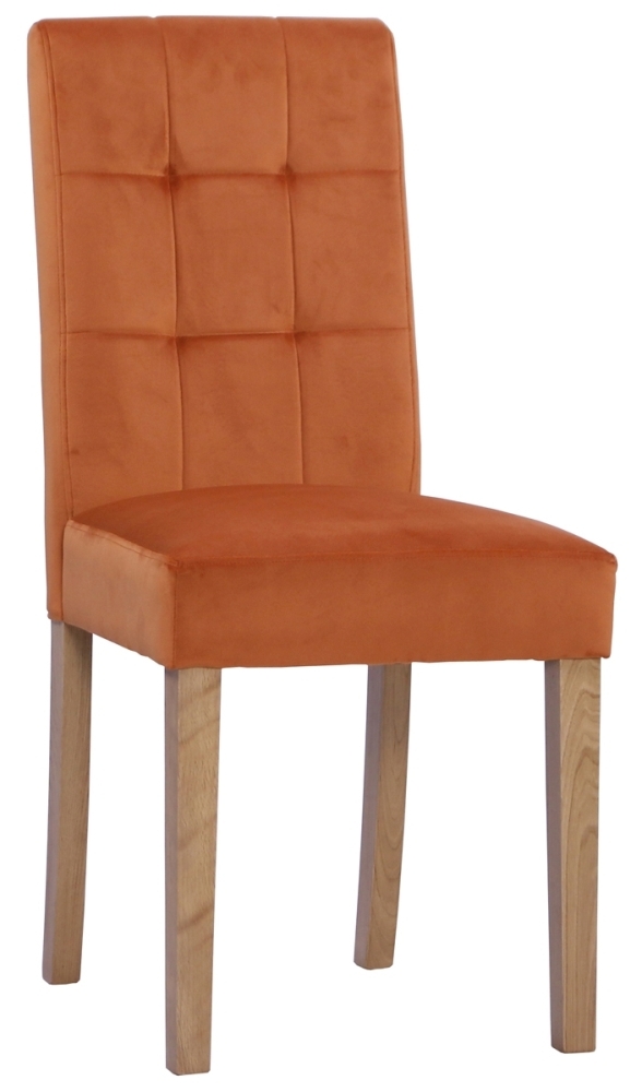 Devonshire Dorset Oak Sunset Ashbury Velvet Fabric Upholstered Dining Chair Sold In Pairs