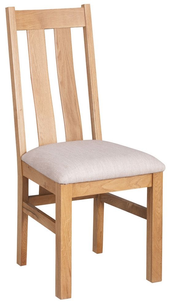 Dorset Oak Arizona Dining Chair With Beige Fabric Seat Pad Sold In Pairs