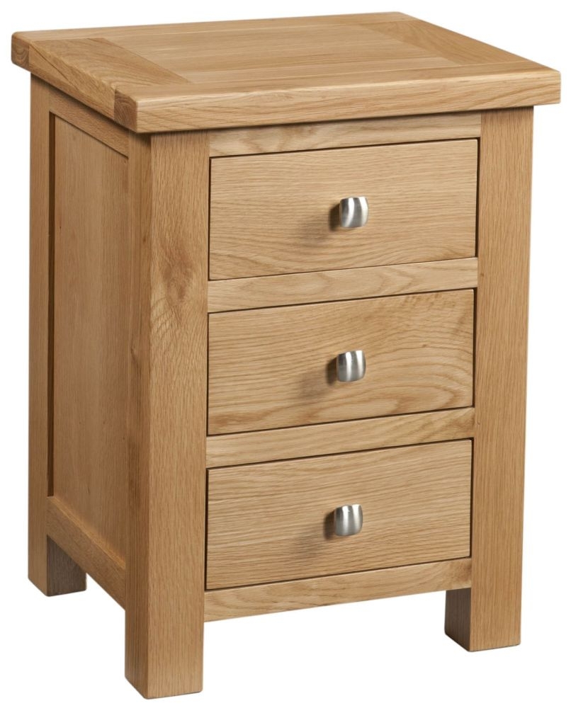 Dorset Oak 3 Drawer Bedside Cabinet