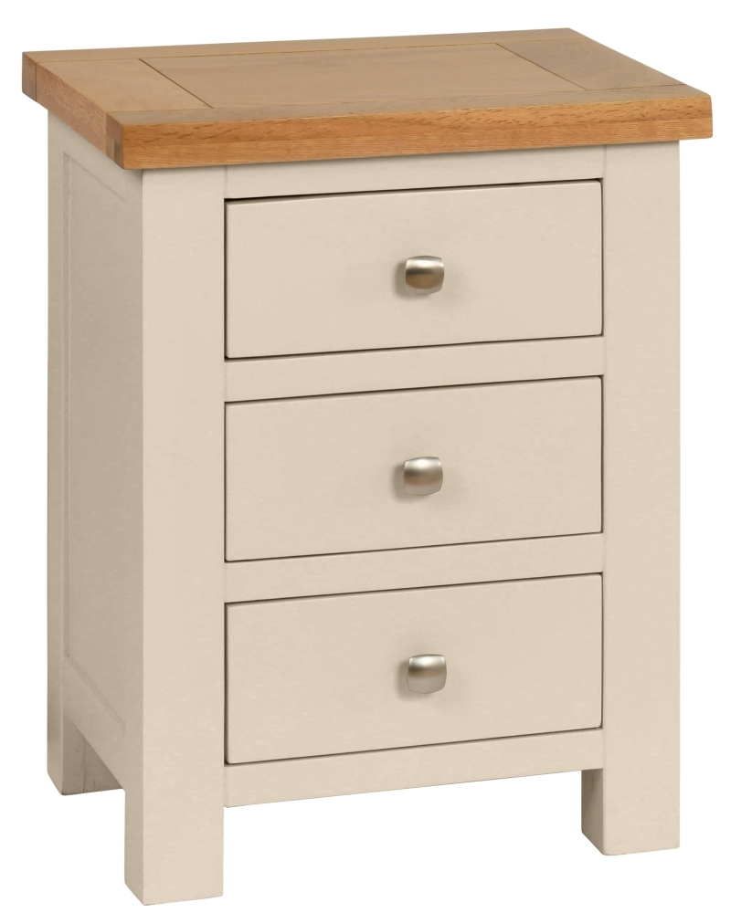 Dorset Old Lace 3 Drawer Painted Bedside Cabinet