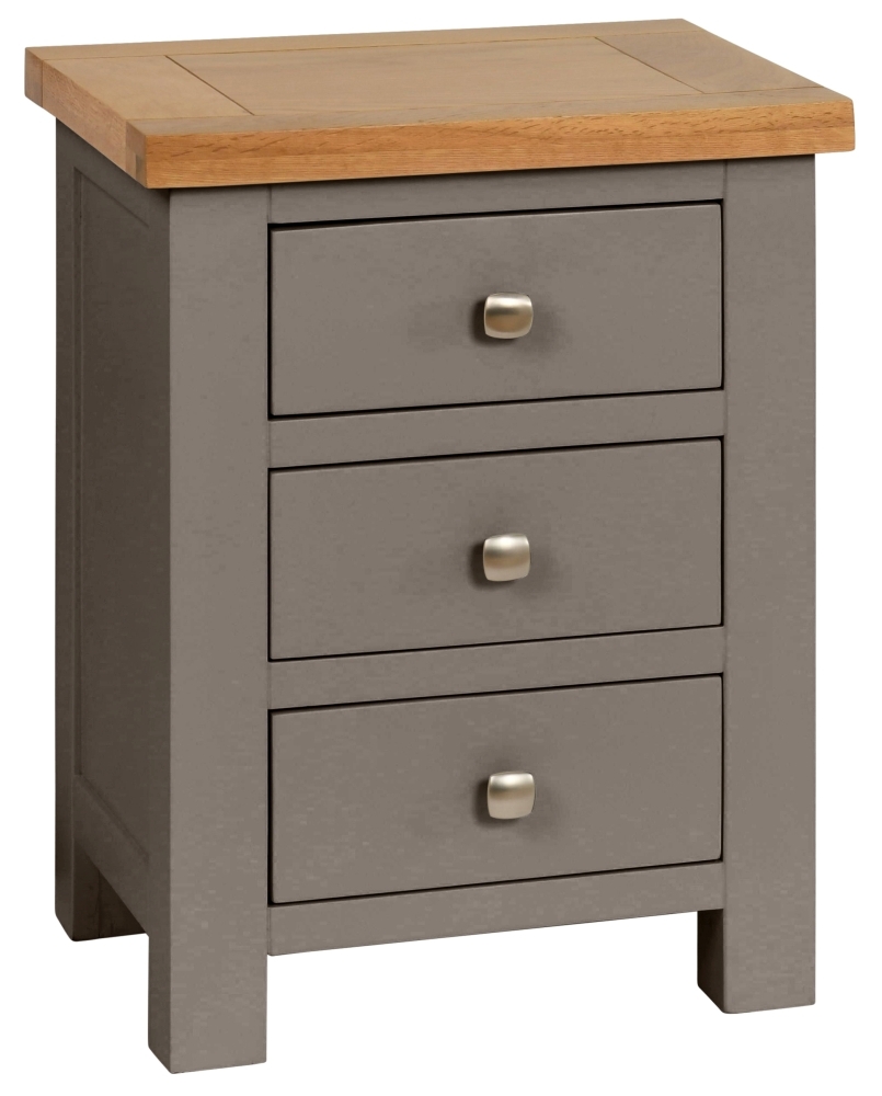 Dorset Slate 3 Drawer Painted Bedside Cabinet