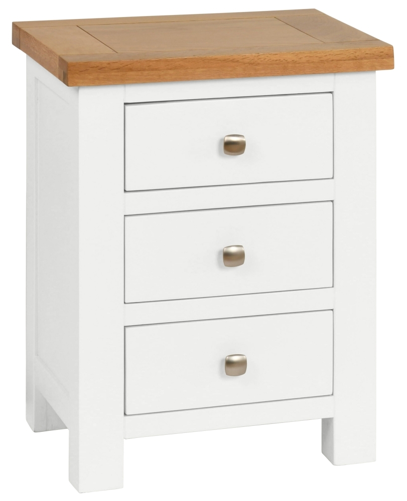 Dorset White 3 Drawer Painted Bedside Cabinet