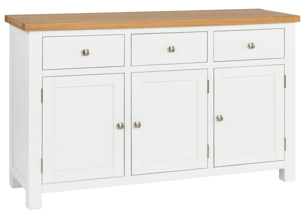 Dorset White Painted 3 Door Large Sideboard