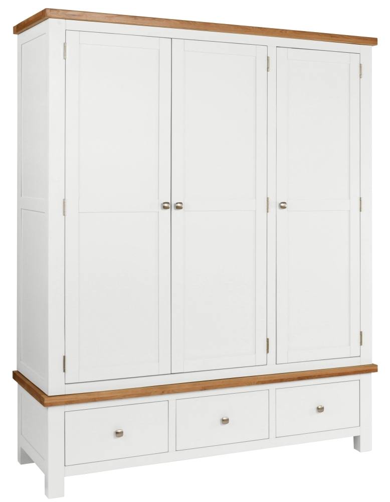 Dorset White Painted 3 Door Triple Wardrobe