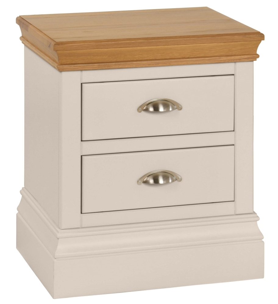 Lundy Cobblestone Painted 2 Drawer Bedside Cabinet