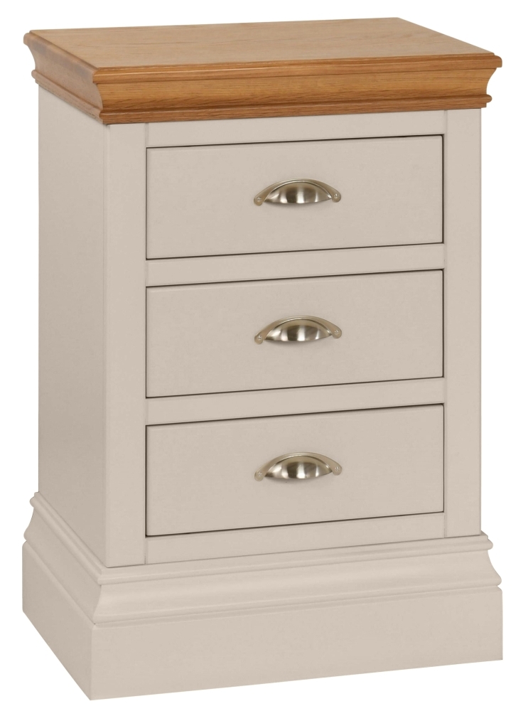 Lundy Cobblestone Painted 3 Drawer Bedside Cabinet