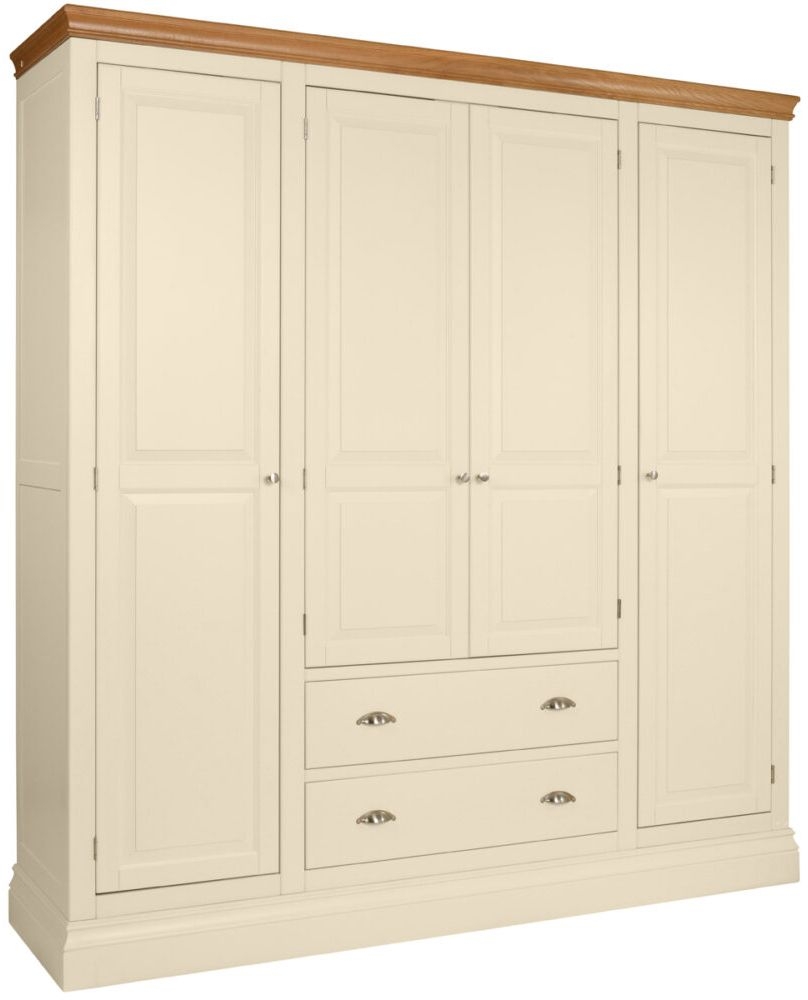 Lundy Ivory Painted 4 Door 2 Drawer Combi Wardrobe
