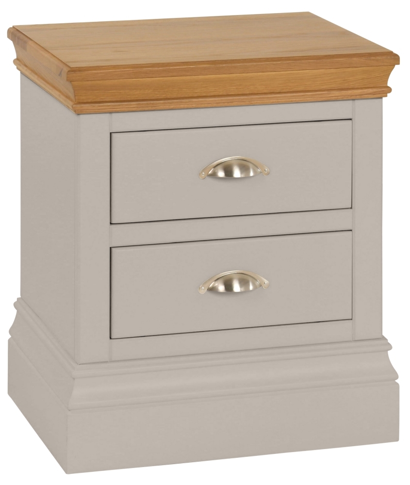 Lundy Moon Grey Painted 2 Drawer Bedside Cabinet