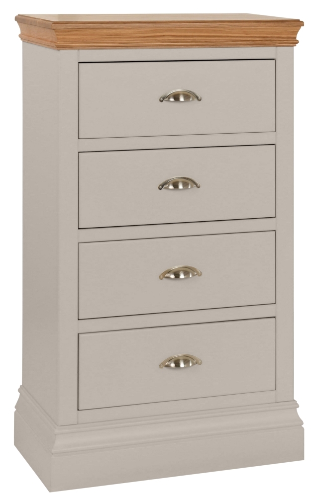Lundy Moon Grey Painted 4 Drawer Wellington Chest
