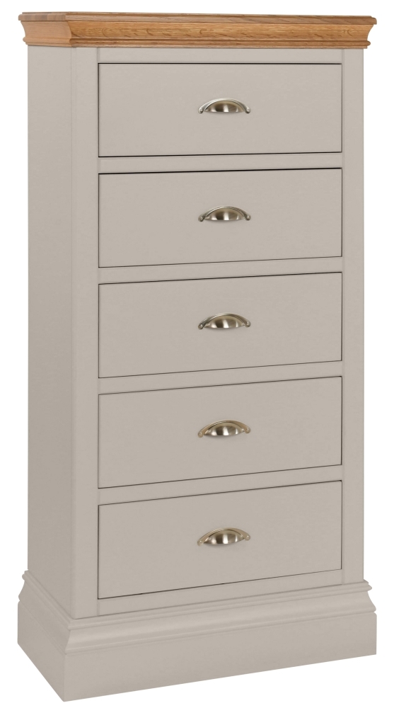 Lundy Moon Grey Painted 5 Drawer Wellington Chest