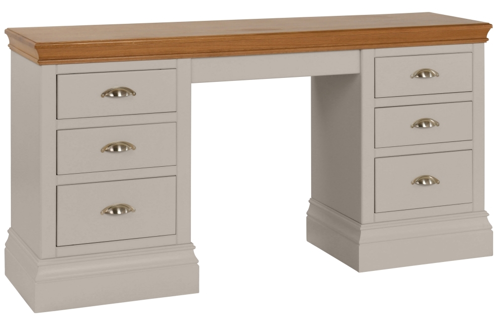 Lundy Moon Grey Painted Double Pedestal Dressing Table