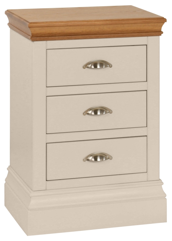 Lundy Old Lace Painted 3 Drawer Bedside Cabinet
