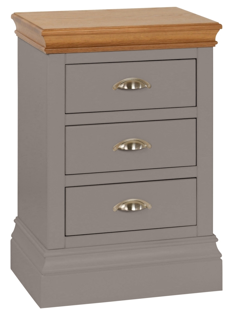 Lundy Slate Painted 3 Drawer Bedside Cabinet