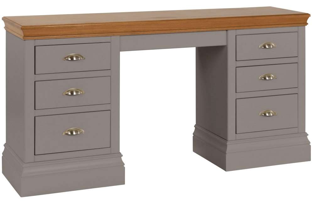 Lundy Slate Painted Double Pedestal Dressing Table