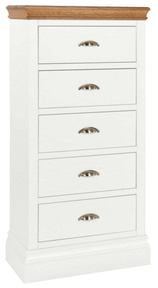Lundy White Painted 5 Drawer Wellington Chest