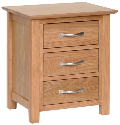 New Oak 3 Drawer Bedside Cabinet