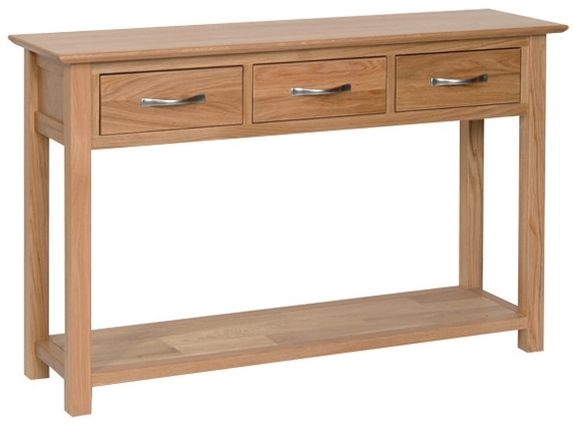 New Oak 3 Drawer Console Table