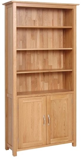 New Oak Tall Bookcase With Cupboard