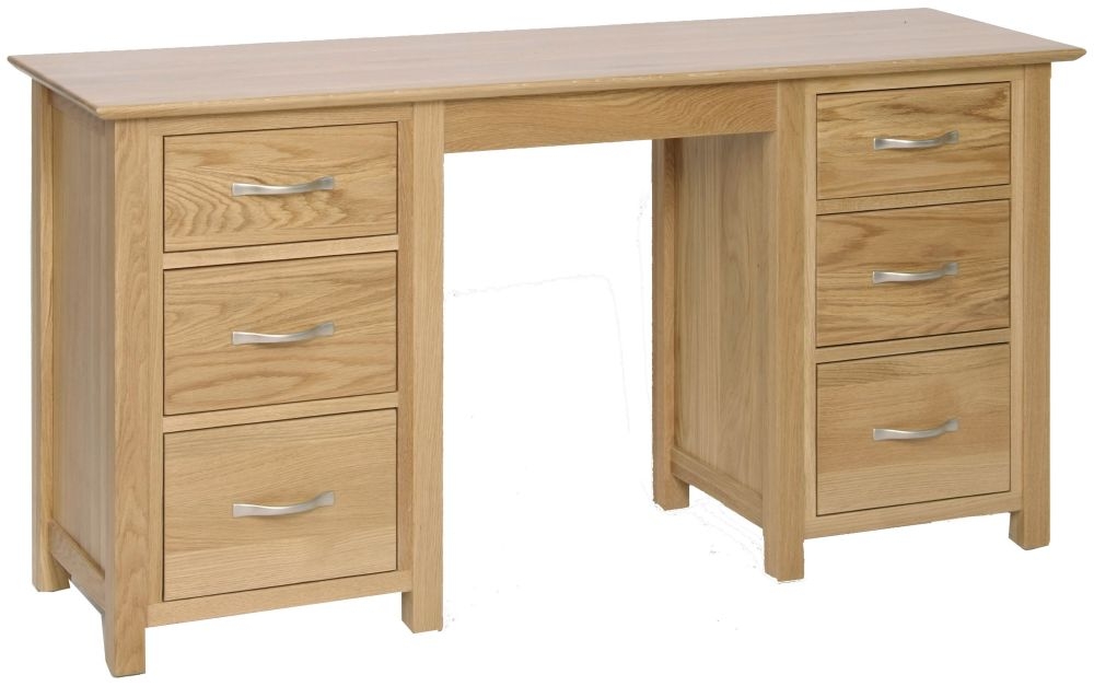 New Oak Double Pedestal Dressing Table