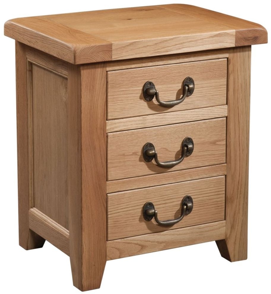 Somerset Oak 3 Drawer Bedside Cabinet