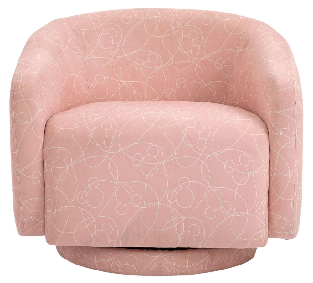 Disney Mickey Doodle Pink Fabric Accent Swivel Chair