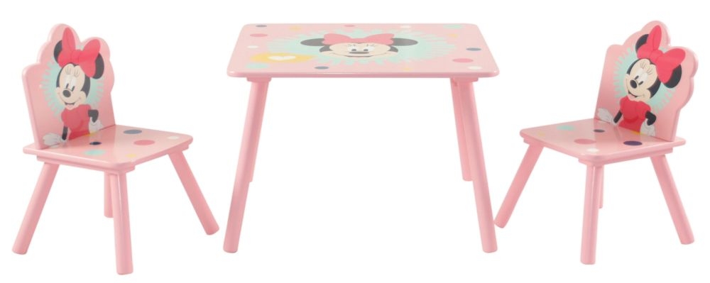 Disney Minnie Mouse Pink Square Dining Table And 2 Chair