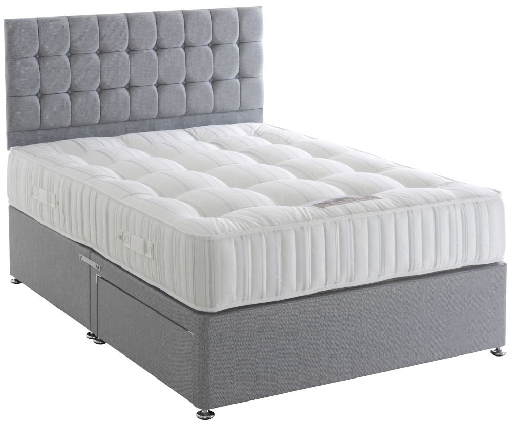 Dura Beds Balmoral 1000 Pocket Spring Platform Top Divan Marble Platinum Fabric 4ft Small Double Bed Clearance Fss14283