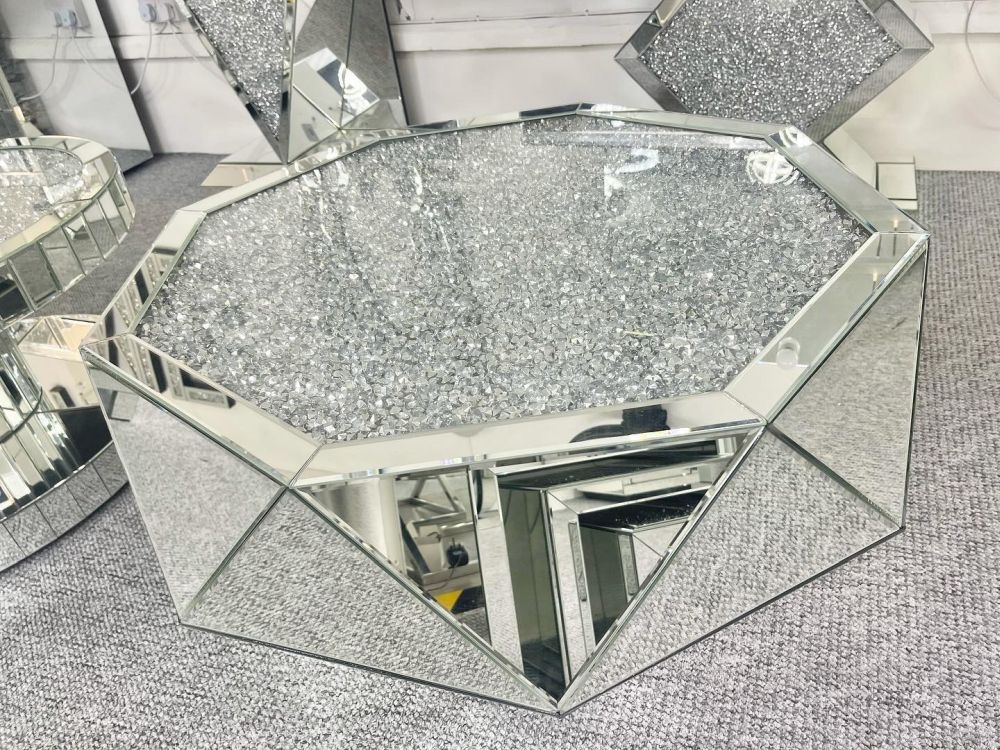 Arcadia Crushed Diamond Mirrored Coffee Table Mq3129