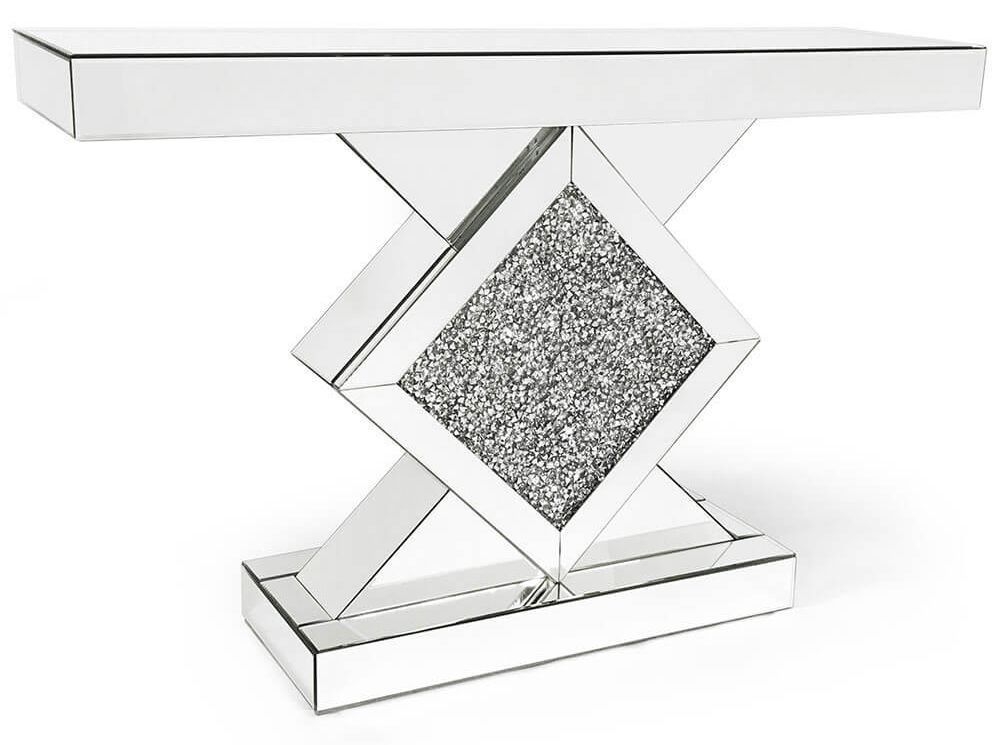 Arcadia Crushed Diamond Mirrored Console Table