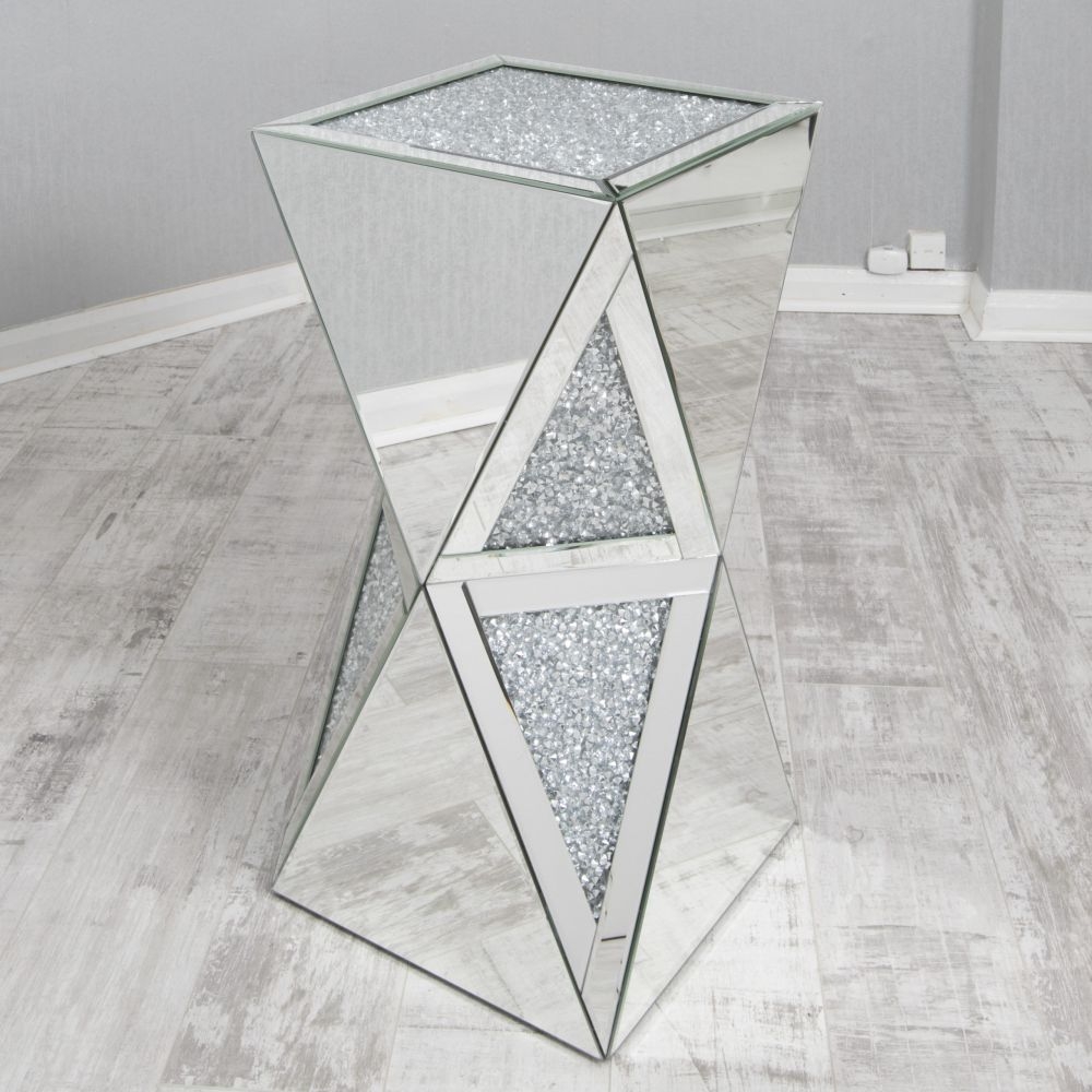 Arcadia Crushed Diamond Mirrored Large Square Pedestal