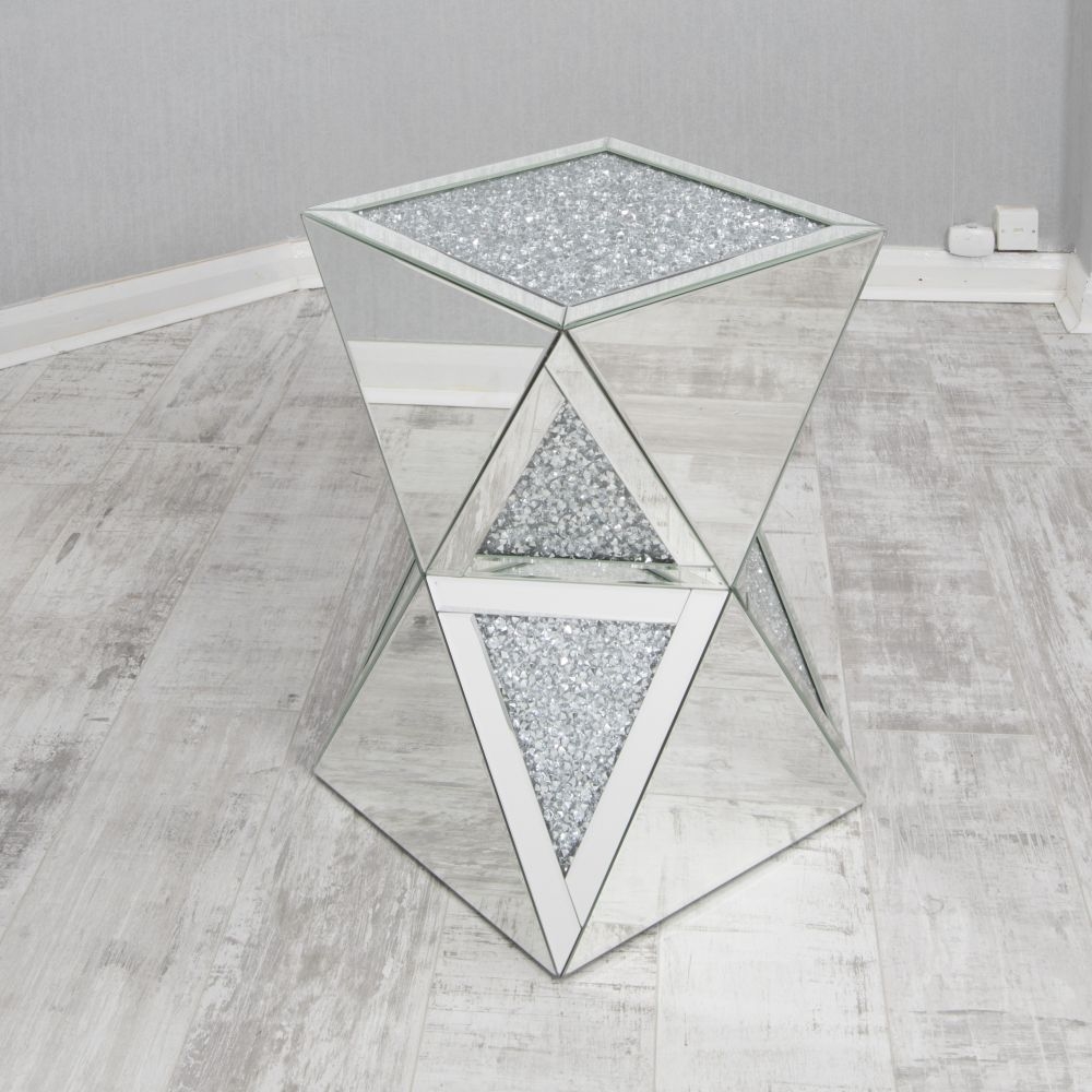 Arcadia Crushed Diamond Mirrored Square Pedestal