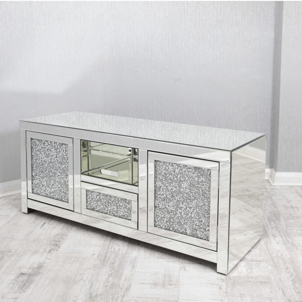 Arcadia Crushed Diamond Mirrored 2 Door Tv Media Unit