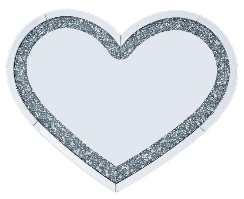Arcadia Crushed Diamond Heart Wall Mirror 90cm X 70cm