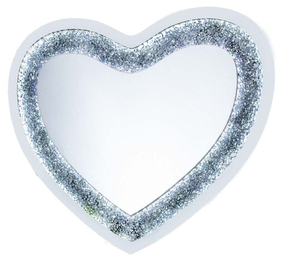 Arcadia Crushed Diamond Led Heart Wall Mirror 90cm X 70cm