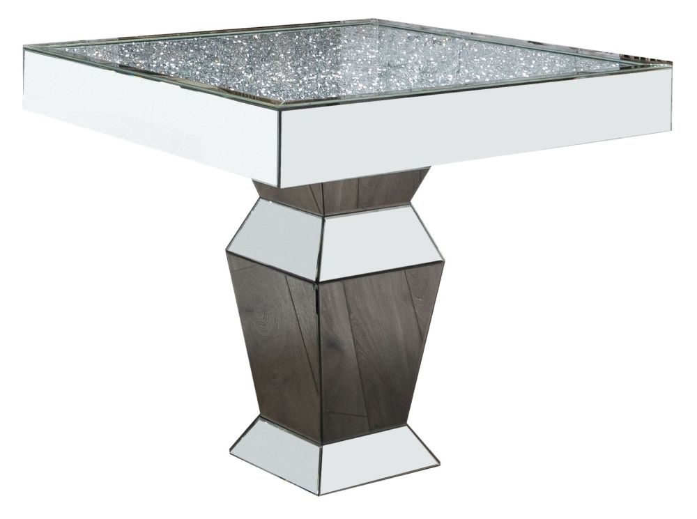 Arcadia Crushed Diamond Mirrored Square Dining Table