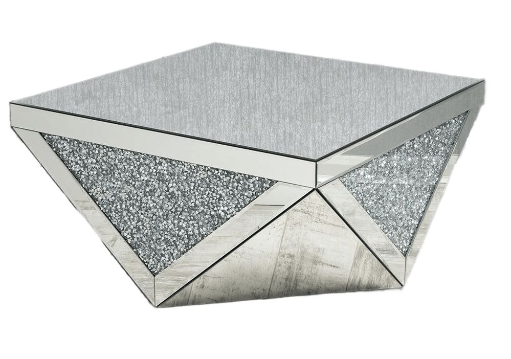 Arcadia Crushed Diamond Mirrored Square Coffee Table