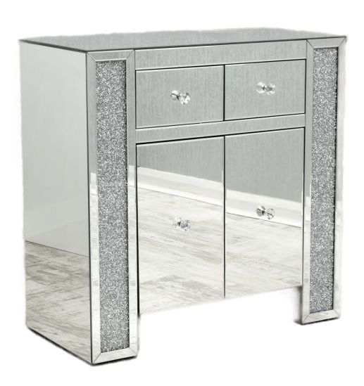 Arcadia Crushed Diamond Mirrored 2 Door Sideboard