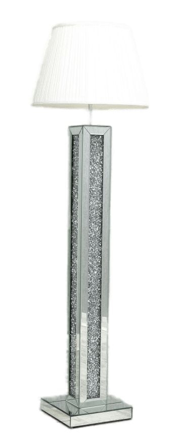 Arcadia White Crushed Diamond Mirrored Floor Lamp