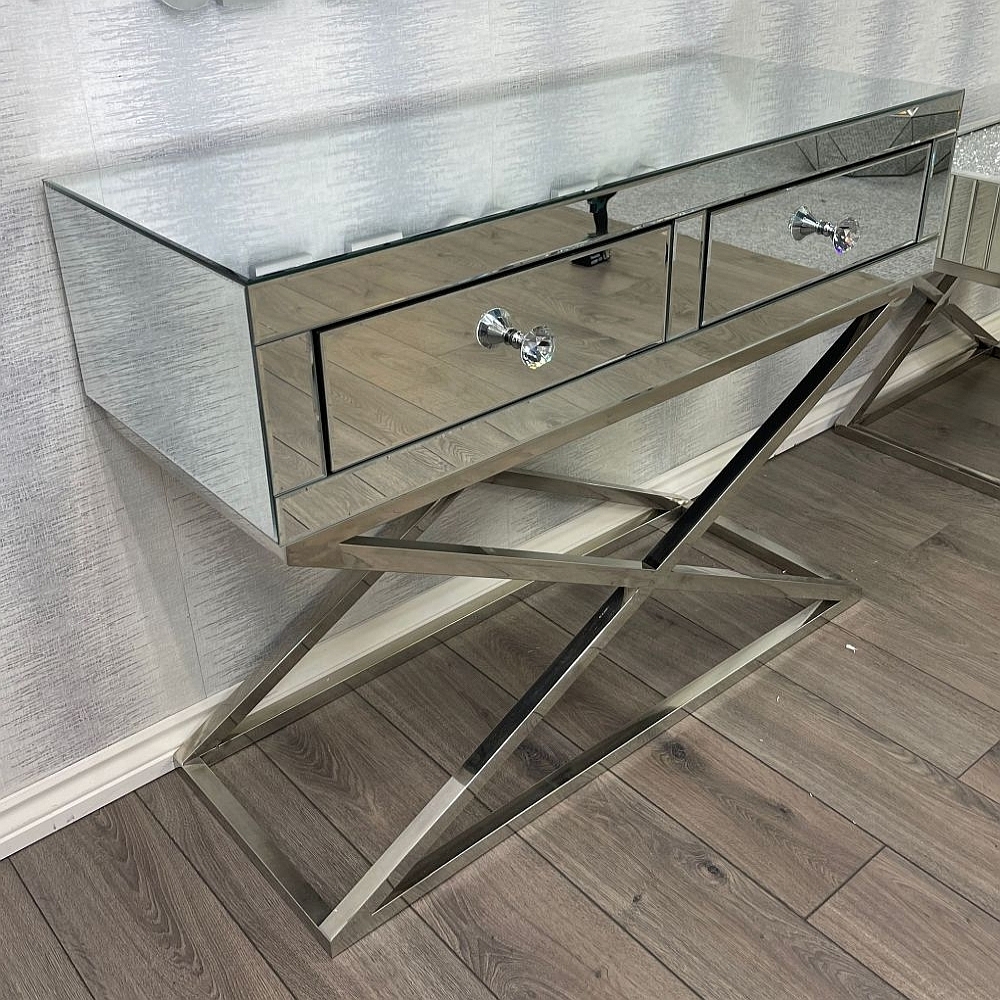 Avalon Mirrored 2 Drawer Console Table