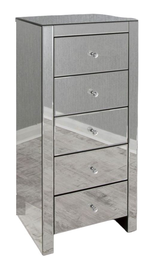 Avalon Mirrored 5 Drawer Tallboy Chest