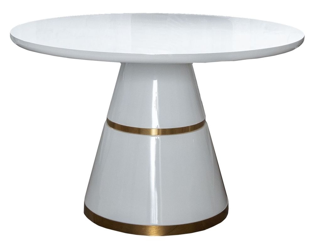 Bangor White High Gloss Round Dining Table