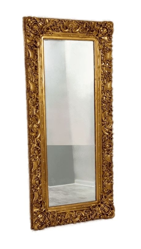 Boudoir French Ornate Gold Rectangular Mirror