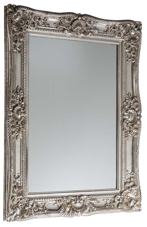 Boudoir French Ornate Silver Square Mirror