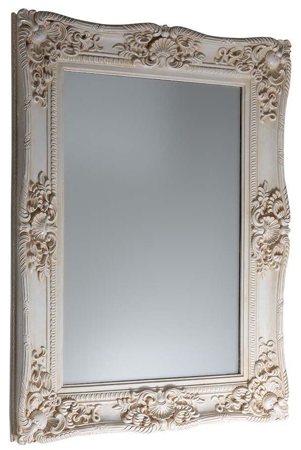 Boudoir French Ornate White Square Mirror