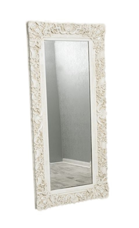 Boudoir French Ornate White Rectangular Mirror