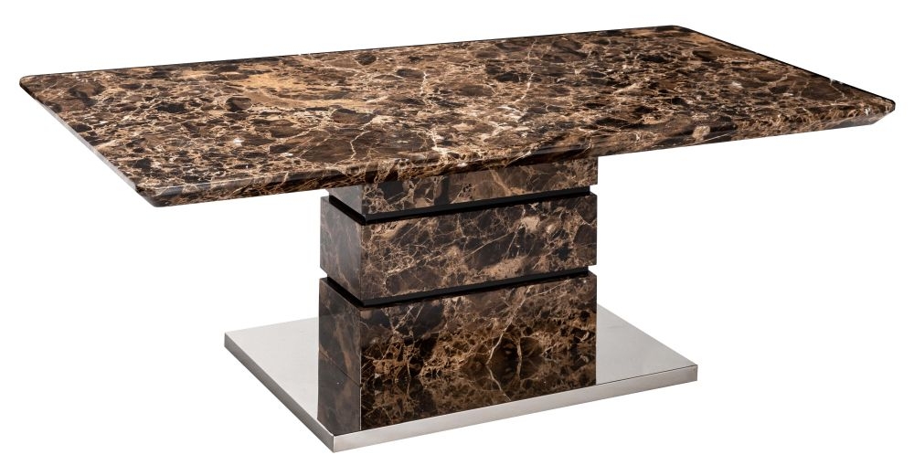 Carville Brown High Gloss Marble Effect Coffee Table