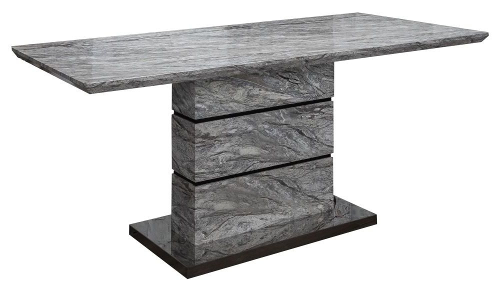 Carville Grey High Gloss Marble Effect Dining Table