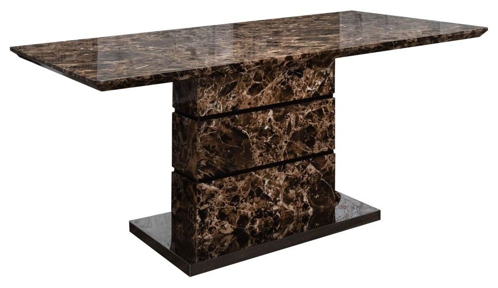 Carville Brown High Gloss Marble Effect Dining Table