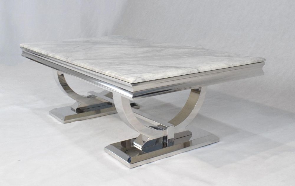 Chester Grey Faux Marble And Chrome Coffee Table